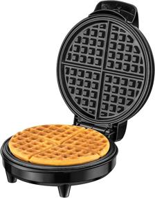 img 4 attached to 🧇 VCJ 8-Inch Round Waffle Maker - 1000W Mini Waffle Iron with Anti-Overflow Design, Non-Stick Coated Plates, Indicator Light, Adjustable Temperature Control