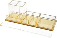 📦 efficient desktop organization with exputran acrylic desk organizer kit + bonus acrylic ruler in gold логотип