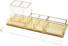 img 4 attached to 📦 Efficient Desktop Organization with EXPUTRAN Acrylic Desk Organizer Kit + Bonus Acrylic Ruler in Gold