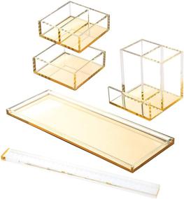 img 3 attached to 📦 Efficient Desktop Organization with EXPUTRAN Acrylic Desk Organizer Kit + Bonus Acrylic Ruler in Gold