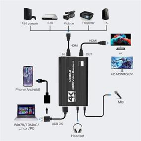 img 1 attached to 🎮 DADAWE Захват 4K аудио-видео карты USB 3.0 - Низкая задержка 1080P 60FPS захват карты для PS5, Nintendo Switch, Xbox One и Xbox 360