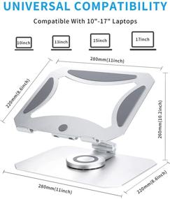 img 1 attached to 🖥️ YDAcces Настольная Регулируемая Стойка для Ноутбука - Поворот на 360 градусов, Многопозиционная Регулировка Высоты - Совместима с MacBook Pro/Air, Все ноутбуки от 10 до 17 дюймов (Серебристый)