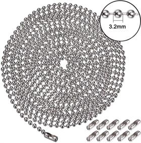 img 3 attached to Rustproof Stainless Steel Bead Chain: 10ft Pull Chain with Superb Pulling Force - 6 Sizes, 3.2mm Extension with 10 Free Clasp Connectors - Silver Shade