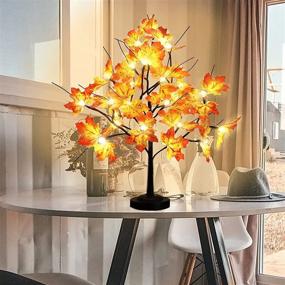 img 1 attached to 24-LED Lighted Maple Tree Lamp - Tabletop Artificial Maple Tree Light with Timer, 8 Modes, USB/Battery Operated - Ideal for Thanksgiving, Home and Party Decor