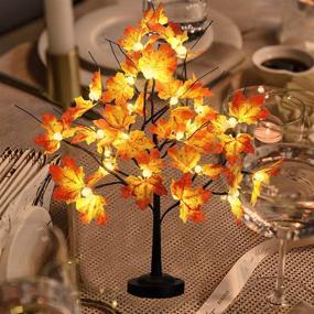 img 3 attached to 24-LED Lighted Maple Tree Lamp - Tabletop Artificial Maple Tree Light with Timer, 8 Modes, USB/Battery Operated - Ideal for Thanksgiving, Home and Party Decor