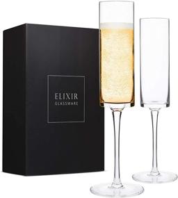 img 4 attached to Food Service Equipment & Supplies: Champagne Flutes Edge Glass Set