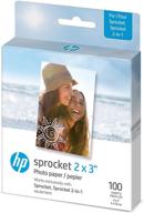 📸 hp sprocket 2x3" premium zink sticky back photo paper (100 sheets) - compatible with hp sprocket photo printers: high-quality printing paper for instant photos logo