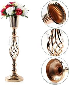 img 1 attached to 🌼 Pair of Elegant Gold Metal Wedding Reception Centerpieces - Tall Flower Vase Stands for Party, Events, Birthdays, and Celebrations (23.2in)