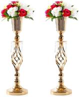 🌼 pair of elegant gold metal wedding reception centerpieces - tall flower vase stands for party, events, birthdays, and celebrations (23.2in) logo