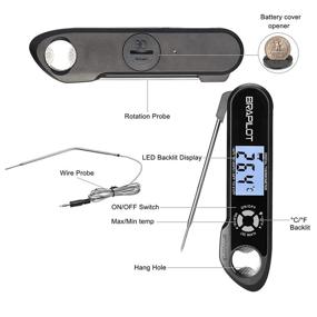 img 3 attached to 🌡️ BRAPILOT Instant Read Meat Thermometer with Dual Probes - Cooking Thermometer ideal for BBQ Grill, Smoker, Oven, Oil, Candy - Alarm Setting, Backlight & Magnet - Kitchen Food Thermometer