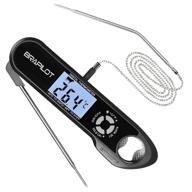 🌡️ brapilot instant read meat thermometer with dual probes - cooking thermometer ideal for bbq grill, smoker, oven, oil, candy - alarm setting, backlight & magnet - kitchen food thermometer logo