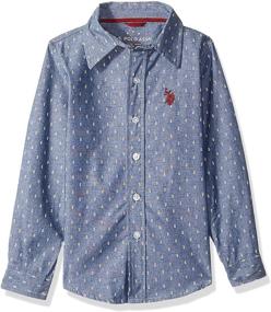 img 1 attached to U.S. Polo Assn. Boys' 👕 Stylish Long Sleeve Printed Chambray Woven Shirt