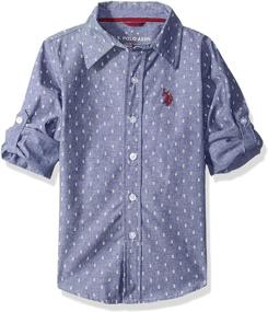 img 2 attached to U.S. Polo Assn. Boys' 👕 Stylish Long Sleeve Printed Chambray Woven Shirt