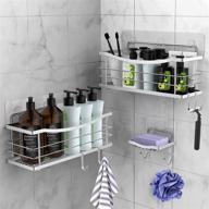🚿 3-pack odesign shower caddy with removable hooks - rustproof stainless steel, wall-mounted organizer for shampoo, conditioner, soap, razor, sponge - shower shelf basket, kitchen, bathroom storage solution - no drilling required logo
