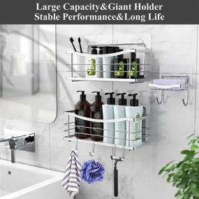 img 3 attached to 🚿 3-Pack ODesign Shower Caddy with Removable Hooks - Rustproof Stainless Steel, Wall-Mounted Organizer for Shampoo, Conditioner, Soap, Razor, Sponge - Shower Shelf Basket, Kitchen, Bathroom Storage Solution - No Drilling Required