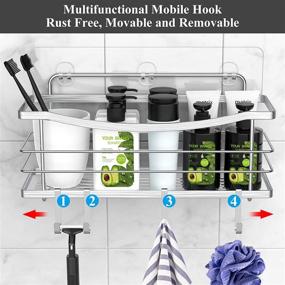 img 2 attached to 🚿 3-Pack ODesign Shower Caddy with Removable Hooks - Rustproof Stainless Steel, Wall-Mounted Organizer for Shampoo, Conditioner, Soap, Razor, Sponge - Shower Shelf Basket, Kitchen, Bathroom Storage Solution - No Drilling Required