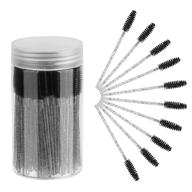 🖌️ chefbee 100pcs disposable eyelash brush, mascara wands & brushes kit with container - perfect for eyelash extensions and eyebrow grooming (black) logo