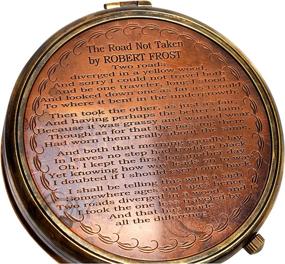 img 2 attached to 🧭 MAH 'Robert Frost Poem' Engraved Brass Compass: Unique Gifts for Boys, Graduation, and Women