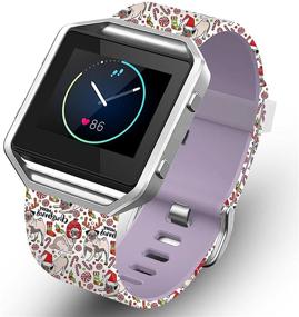 img 1 attached to Ремешки SKYLET Fitbit Blaze с рамкой - мягкие силиконовые заменяемые наручники с цветочным принтом для умных часов Fitbit Blaze (браслет без трекера)