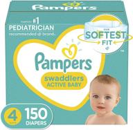 👶 pampers swaddlers size 4 diapers - 150 count, one month supply | packaging may vary logo