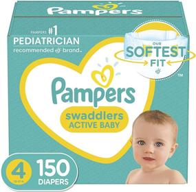 img 4 attached to 👶 Pampers Swaddlers Size 4 Diapers - 150 Count, ONE MONTH SUPPLY | Packaging May Vary