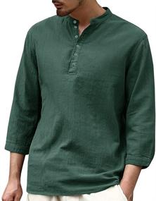 img 1 attached to Стильная мужская летняя одежда Henley Casual из хлопка от Enjoybuy