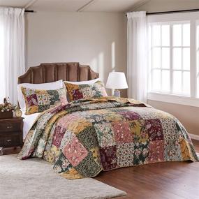 img 4 attached to 🛏️ Vintage-Inspired Greenland Home Antique Chic Bedspread Set for Queen Size Bed – Vibrant Multicolor Design