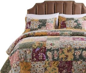img 1 attached to 🛏️ Vintage-Inspired Greenland Home Antique Chic Bedspread Set for Queen Size Bed – Vibrant Multicolor Design