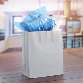 img 3 attached to 🛍️ 25 Count Bulk WonderEsque White Paper Bags with Handles - Ideal for Baby Shower, Birthday Parties, Gift Giving, Restaurant Takeouts, Shopping, Retail - Size (8"x4.75"x10")...