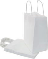 🛍️ 25 count bulk wonderesque white paper bags with handles - ideal for baby shower, birthday parties, gift giving, restaurant takeouts, shopping, retail - size (8"x4.75"x10")... logo