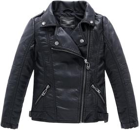 img 3 attached to Stylish LOKTARC Boys Girls Spring Motorcycle Faux Leather Jackets: Oblique Zipper Chic