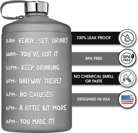 img 1 attached to 💧 HydroMATE 64oz Half Gallon Water Bottle with Time Marker - Motivational BPA Free Jug, Handle, Leak Proof & Reusable - Stay Hydrated Daily with Times Marked to Drink More - Hydro Mate 64oz