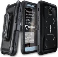 📱 covrware aegis series case with screen protector for samsung galaxy j3 2018/j3 v 3rd/express prime 3/achieve/j3 star/orbit/amp prime 3 - heavy duty armor holster case, black logo