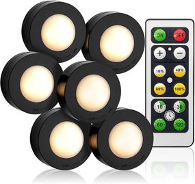 img 3 attached to 💡 Black Under Cabinet Lighting Set of 6 - Dimmable LED Lights with Wireless Remote Control - 3000K Warm White, Battery Operated - Low Profile Puck Design, Auto-Off Feature - Energy-efficient, Low Power Consumption