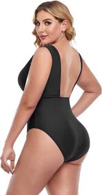 img 1 attached to 👙 Annbon Plus Size Plunge V Neck Backless One Piece Swimsuit – Sexy Monokini Swimwear for Women's Bathing