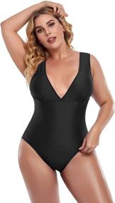 img 2 attached to 👙 Annbon Plus Size Plunge V Neck Backless One Piece Swimsuit – Sexy Monokini Swimwear for Women's Bathing