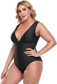 img 3 attached to 👙 Annbon Plus Size Plunge V Neck Backless One Piece Swimsuit – Sexy Monokini Swimwear for Women's Bathing