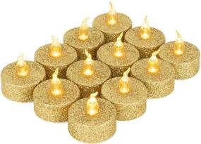 img 4 attached to 🕯️ Homemory Глиттерные золотые светодиодные чайные свечи на батарейках - мигающие свечи в подарок на праздник, свадьбу, вечеринку, оформление к Рождеству - набор из 12 штук, батарейки включены.