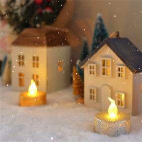 img 2 attached to 🕯️ Homemory Глиттерные золотые светодиодные чайные свечи на батарейках - мигающие свечи в подарок на праздник, свадьбу, вечеринку, оформление к Рождеству - набор из 12 штук, батарейки включены.