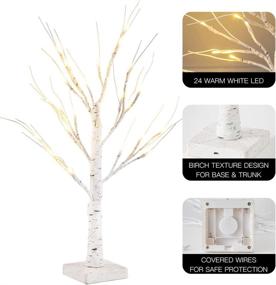 img 2 attached to 🎄 MEETYAMOR 2FT 24LT LED Birch Tree, Set of 2 Mini White Artificial Christmas Trees Decorations, Party Home Wedding Tabletop Centerpieces Indoor Winter Decor, Money-saving