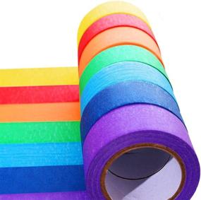 img 4 attached to 🎨 Rainbow Colored Masking Tape: Fun Arts & Crafts Tape for Kids, Labeling, Cording, Moving Boxes, Home Decor, Office Supplies - 7 Pack