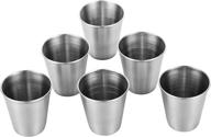 hidoran 6-pack 2 oz stainless steel shot cups - unbreakable metal shooters for whiskey, tequila, & liquor - ideal barware gift logo