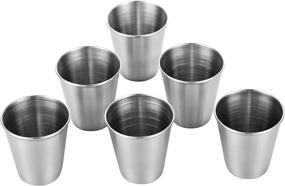 img 4 attached to Hidoran 6-Pack 2 oz Stainless Steel Shot Cups - Unbreakable Metal Shooters for Whiskey, Tequila, & Liquor - Ideal Barware Gift