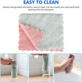 img 2 attached to 🧺 Set of 10 Double-Sided Thick Fiber Cleaning Cloth Towels – Ultra Absorbent Microfiber Cloths for Kitchen, Dishes, and More (Random Color)