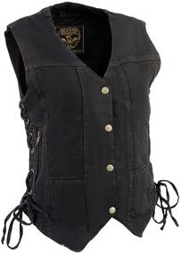 img 4 attached to Stylish and Functional: Milwaukee Leather MDL4020 Ladies Classic Black ‘6 Pocket’ Side Lace Denim Vest