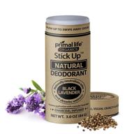 🌿 primal life organics' stick up natural deodorant: bentonite clay, arrowroot, magnesium, zinc, 3 oz. vegan deodorant for women and men, 3-4 month supply, black lavender logo