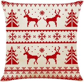 img 1 attached to Ogrmar 4PCS 18x18 inch Throw Pillow Covers Christmas Decorative Couch Pillow Cases Cotton Linen Pillow Square Cushion Cover for Sofa, Couch, Bed and Car (Christmas-G)