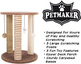 img 2 attached to 🐱 Ultimate Indoor Cat Furniture: 3 Scratching Posts Collection with Carpeted Base, Play Area, and Perch - Premium Tree Design for Effective Scratching Deterrence