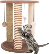 🐱 ultimate indoor cat furniture: 3 scratching posts collection with carpeted base, play area, and perch - premium tree design for effective scratching deterrence logo