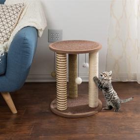 img 1 attached to 🐱 Ultimate Indoor Cat Furniture: 3 Scratching Posts Collection with Carpeted Base, Play Area, and Perch - Premium Tree Design for Effective Scratching Deterrence